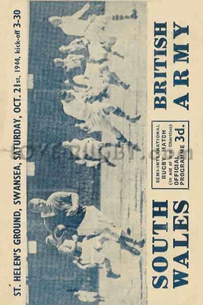 1944 South Wales v Army (UK)  Rugby Programme